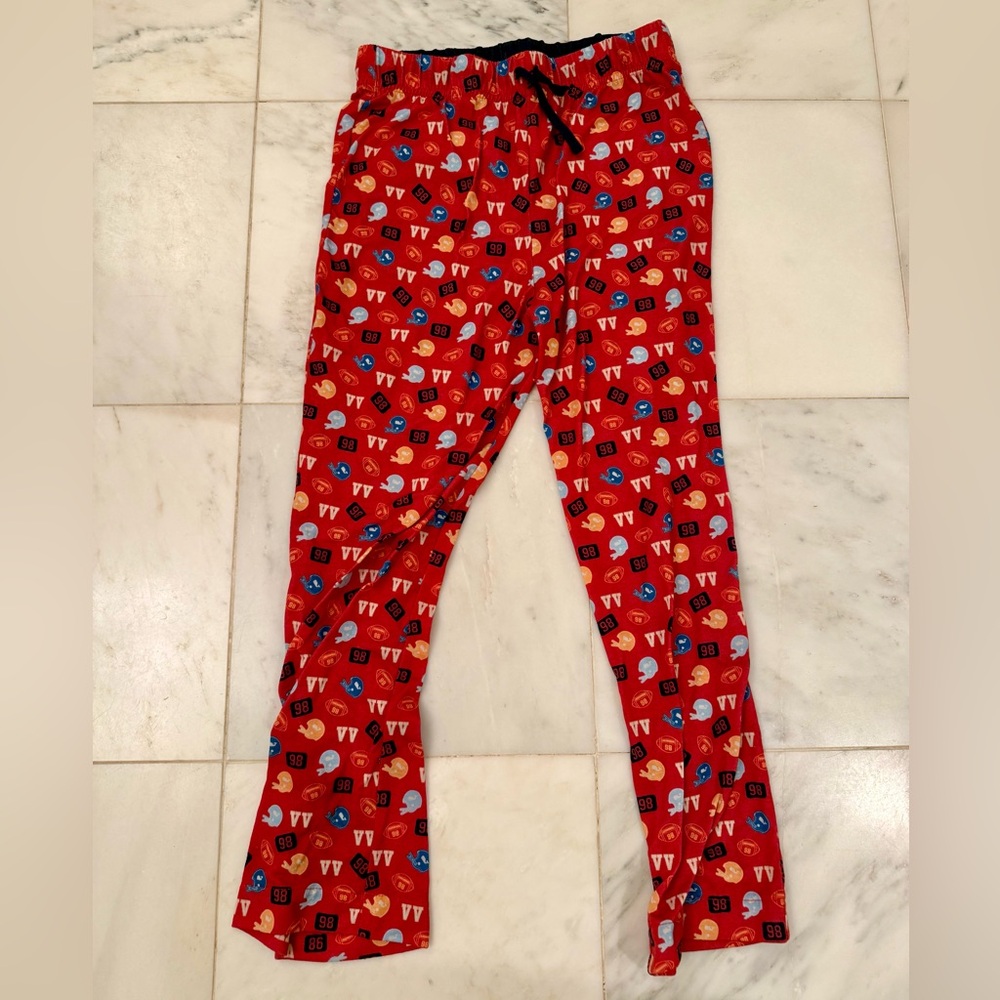 Vineyard Vines Red Kids Boys Pajama Bottoms w/Football Print - Sz Medium (12-14)